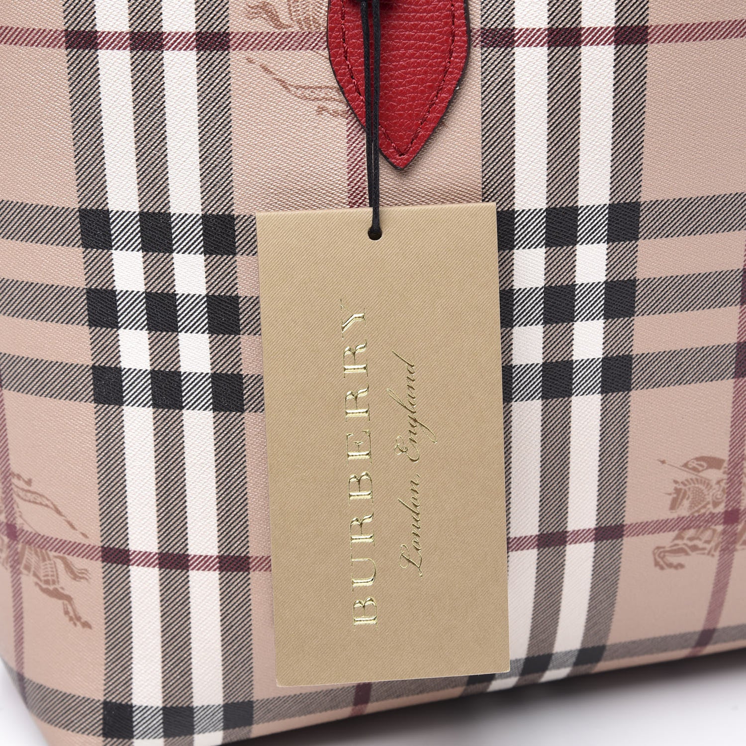 Burberry Grainy Calfskin Haymarket Check Small Reversible Tote Red 10 of 10