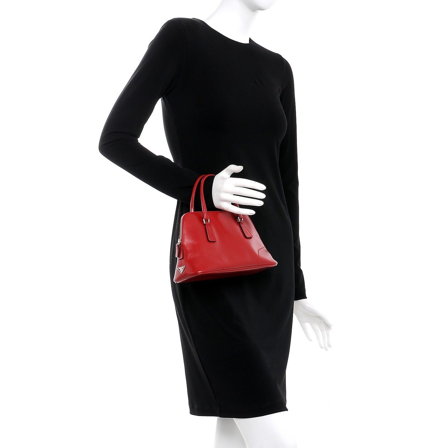 Box Calfskin Mini Frame Bowler Rosso