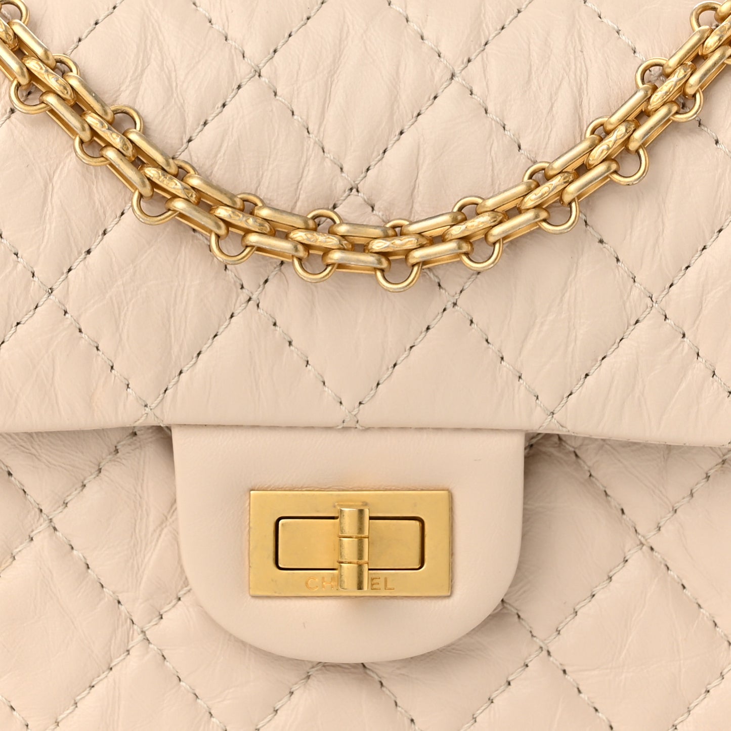 Aged Calfskin Quilted 2.55 Reissue Mini Flap Light Beige