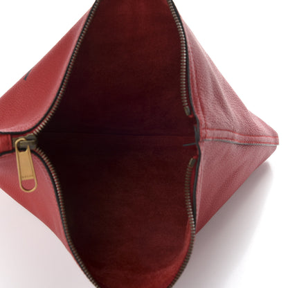 Gucci Pebbled Calfskin Medium Logo Portfolio Clutch Hibiscus Red 5 of 7