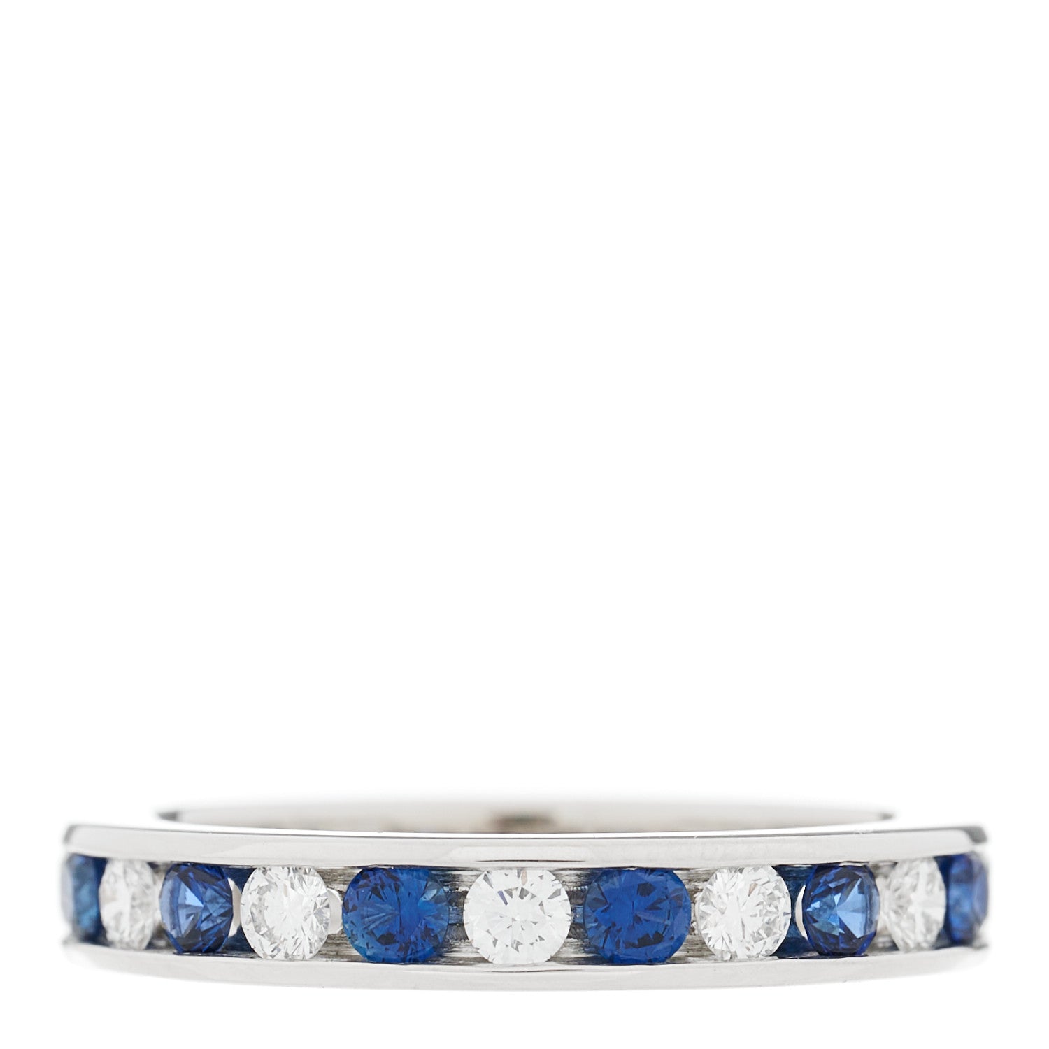 Tiffany Platinum Diamond Blue Sapphire Eternity Band Ring 48 4.5 3 of 6