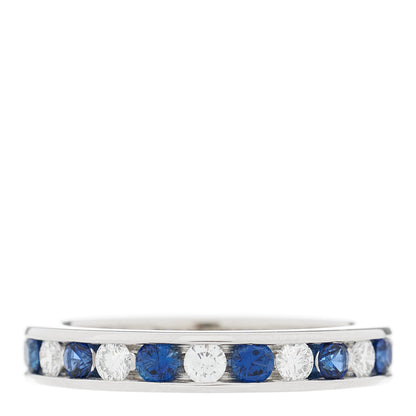 Tiffany Platinum Diamond Blue Sapphire Eternity Band Ring 48 4.5 3 of 6
