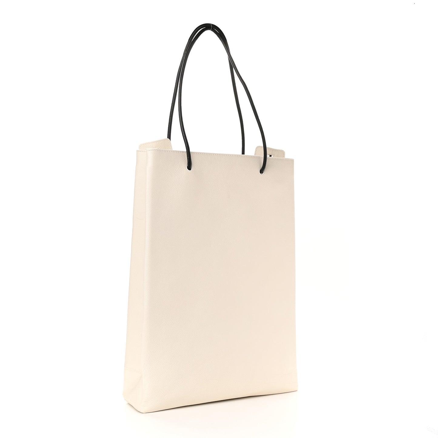 Calfskin Medium Logo North South Shopping Tote White