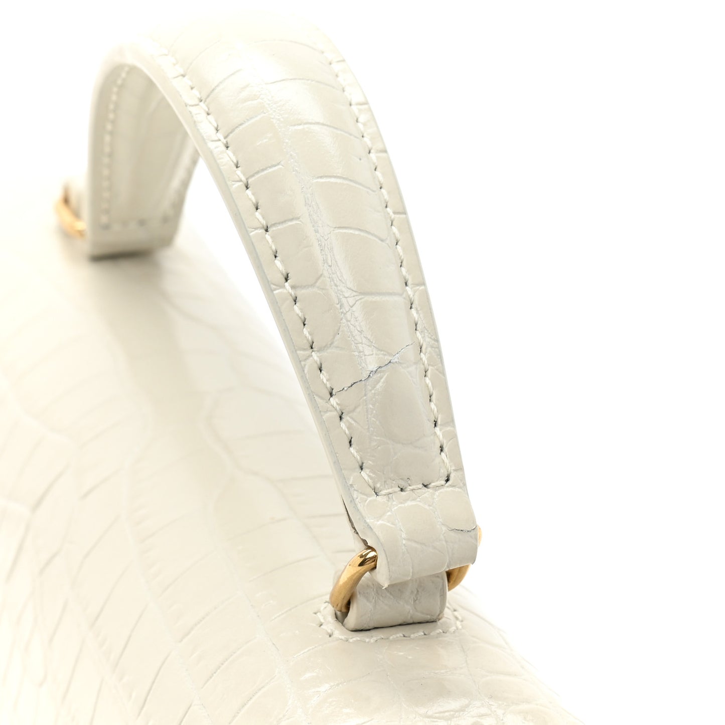 Crocodile Embossed Mini Classic Monogram Cassandra Top Handle Crema Soft