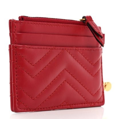 Gucci Calfskin Matelasse GG Marmont Key Case Card Holder Hibiscus Red 3 of 7