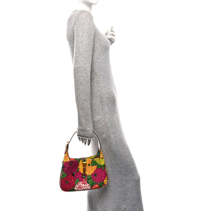 Gucci X KEN SCOTT Textured Calfskin Pomponica Print Small Jackie 1961 Hobo Multicolor Fuxia Pompon 2 of 10