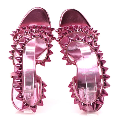 Christian Louboutin Metallic Calfskin Spikita 100 Sandals 37 Fuchsia 2 of 8