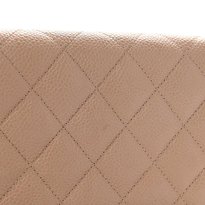 Chanel Caviar Quilted Filigree Large Gusset Flap Wallet Beige Black 11 of 14