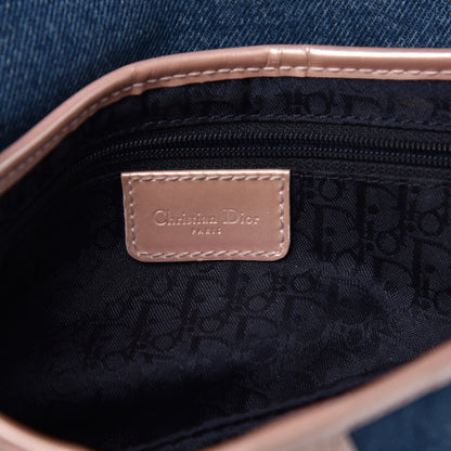 Christian Dior Patent Denim Jeans Saddle Bag Blue Pink 6 of 10