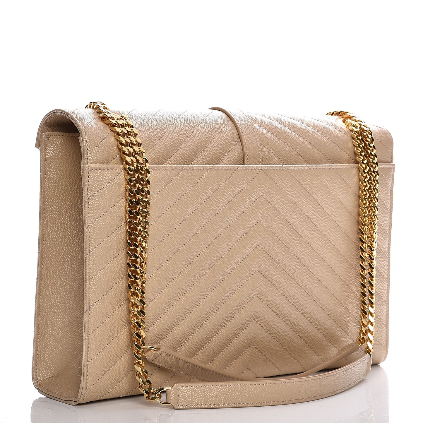 Grain De Poudre Matelasse Chevron Large Monogram Satchel Dark Beige