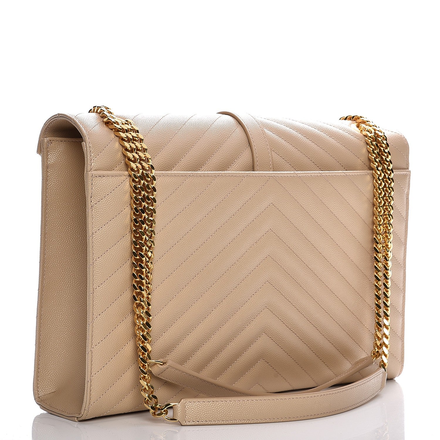 Saint Laurent Grain De Poudre Matelasse Chevron Large Monogram Satchel Dark Beige 3 of 8