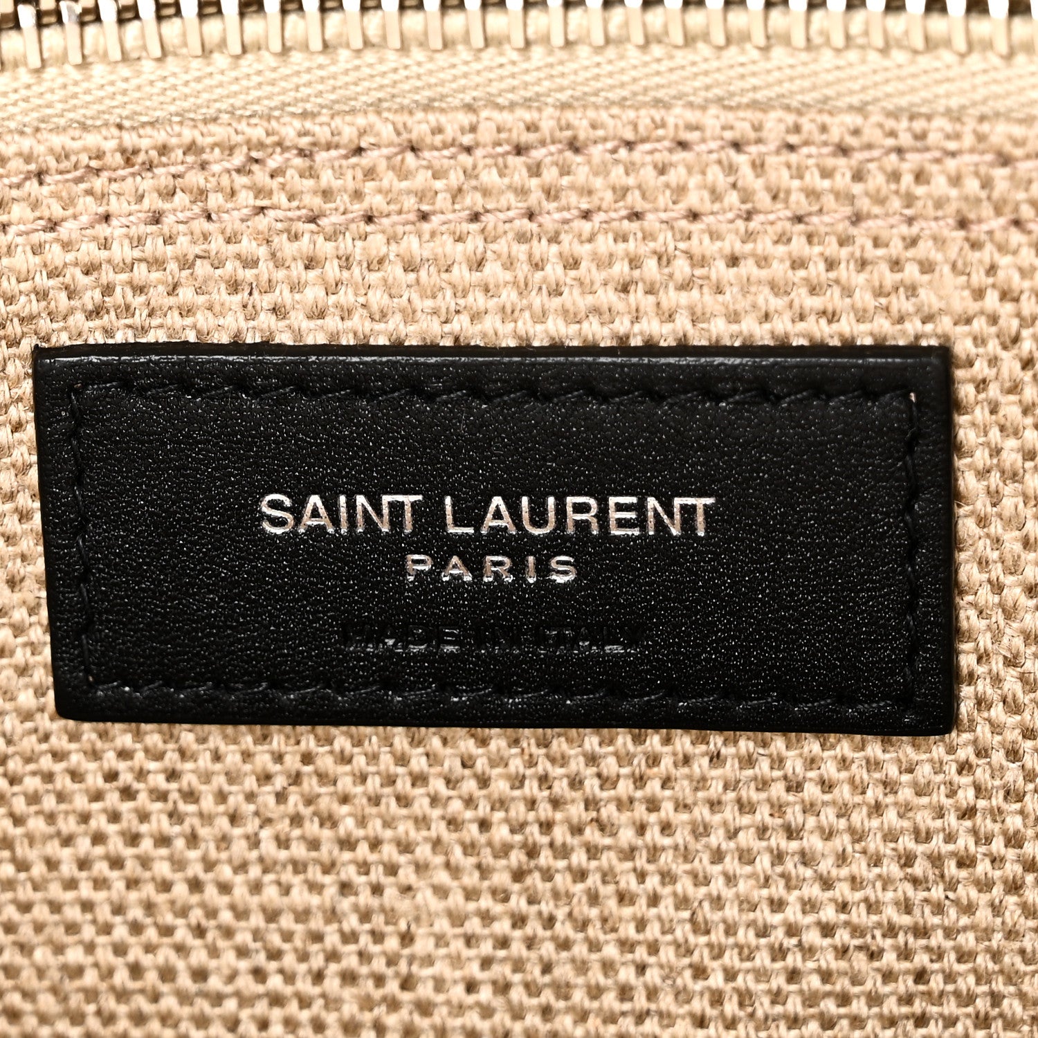 Saint Laurent Linen Calfskin Small Rive Gauche Tote Greggio Natural 6 of 9