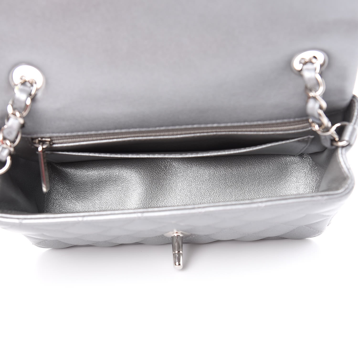 Chanel Metallic Lambskin Quilted Mini Rectangular Flap Silver 5 of 10