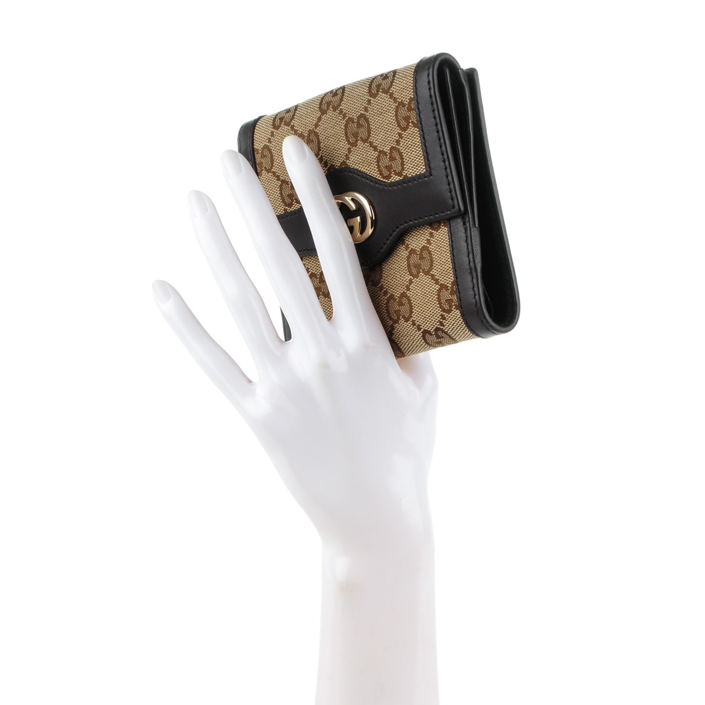 Monogram Margaux Calfskin Sukey French Flap Wallet Beige Ebony Cocoa