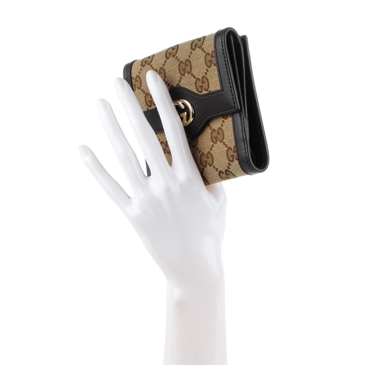 Gucci Monogram Margaux Calfskin Sukey French Flap Wallet Beige Ebony Cocoa 2 of 7