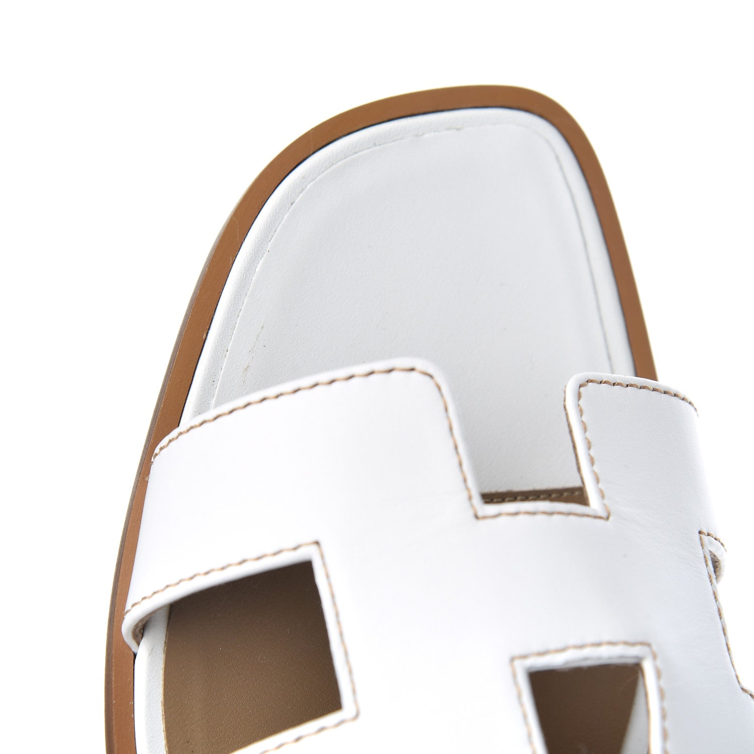 Hermes Box Calfskin Oran Sandals 38 White 10 of 11
