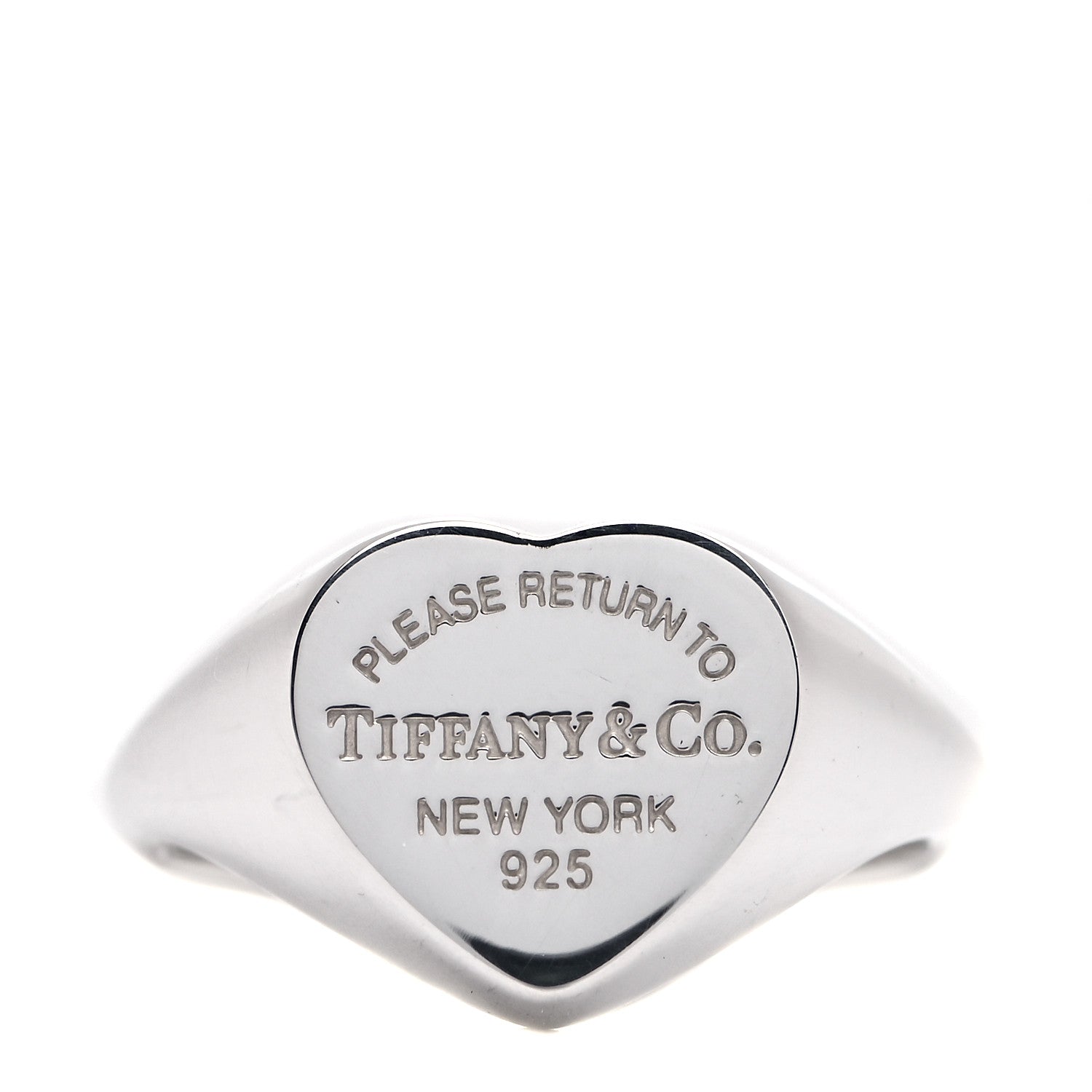 Tiffany Sterling Silver Return to Tiffany Heart Signet Ring 50 5.25 1 of 5
