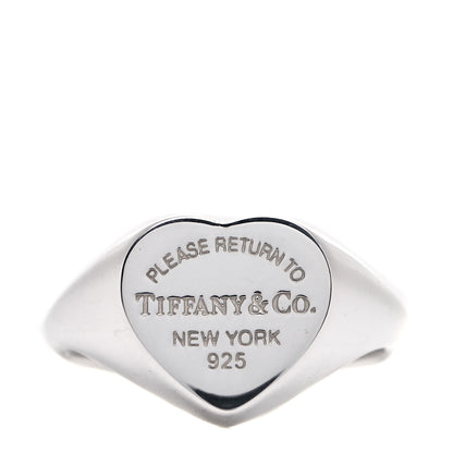 Tiffany Sterling Silver Return to Tiffany Heart Signet Ring 50 5.25 1 of 5