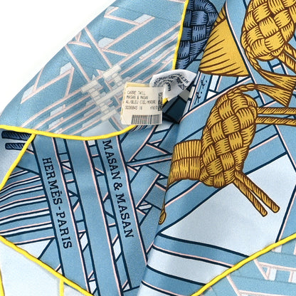 Hermes Silk Masan & Masan Scarf 90 Bleu Ciel Mordore 3 of 3