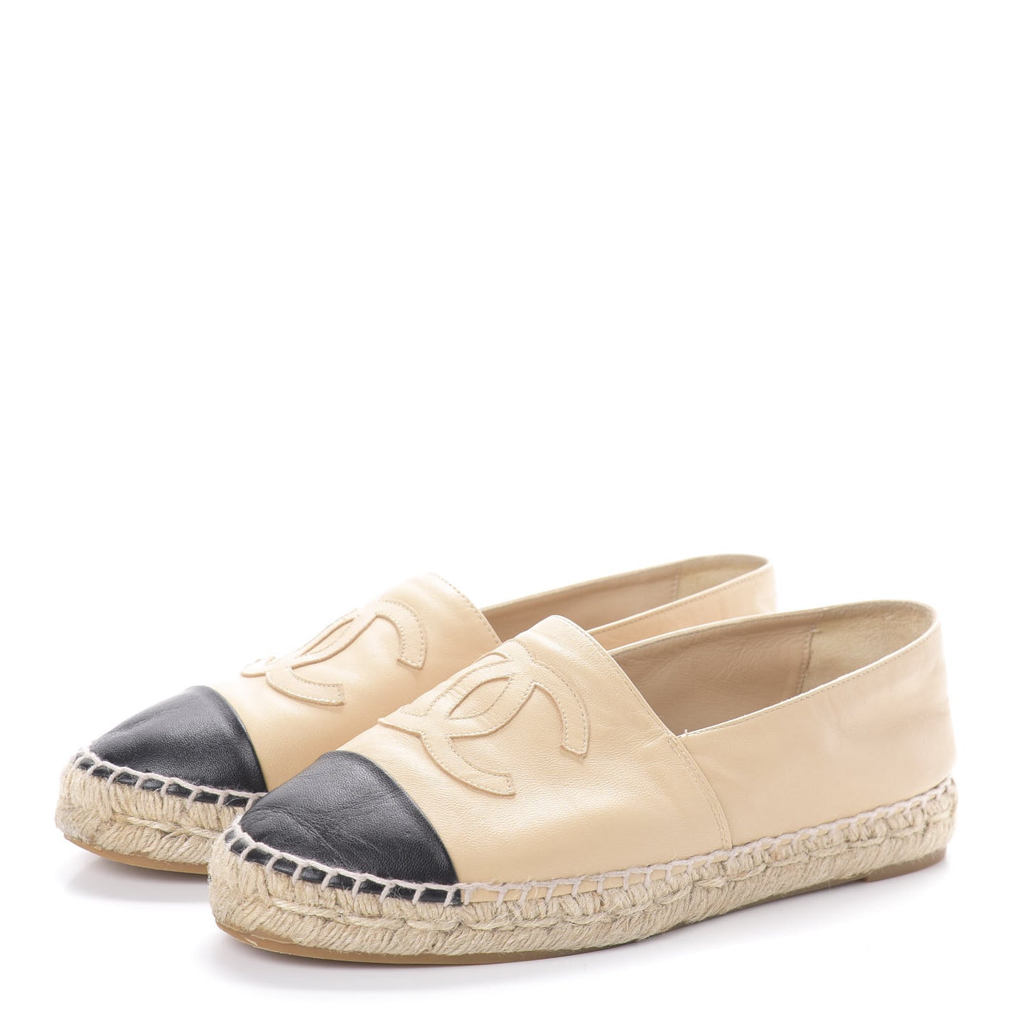 Lambskin CC Espadrilles 37 Beige Black