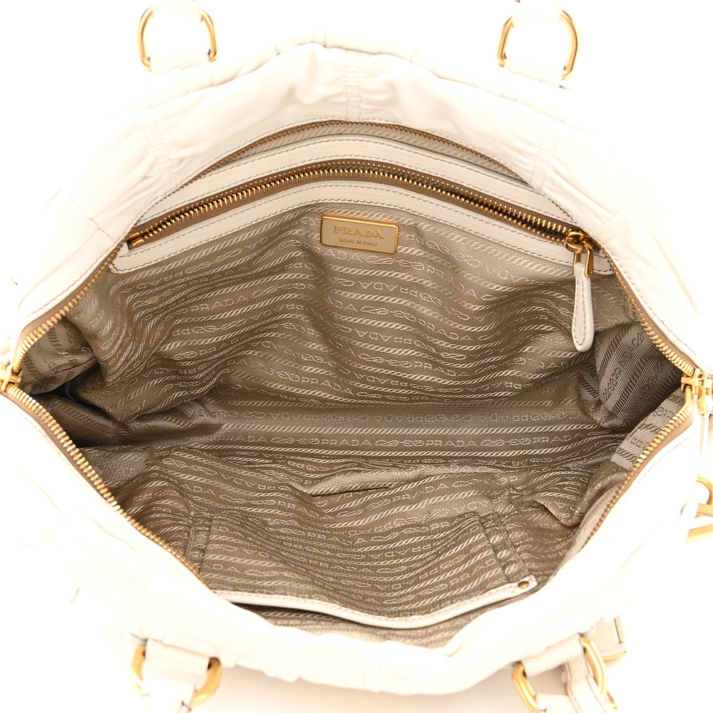 Nappa Gaufre Shopping Satchel White