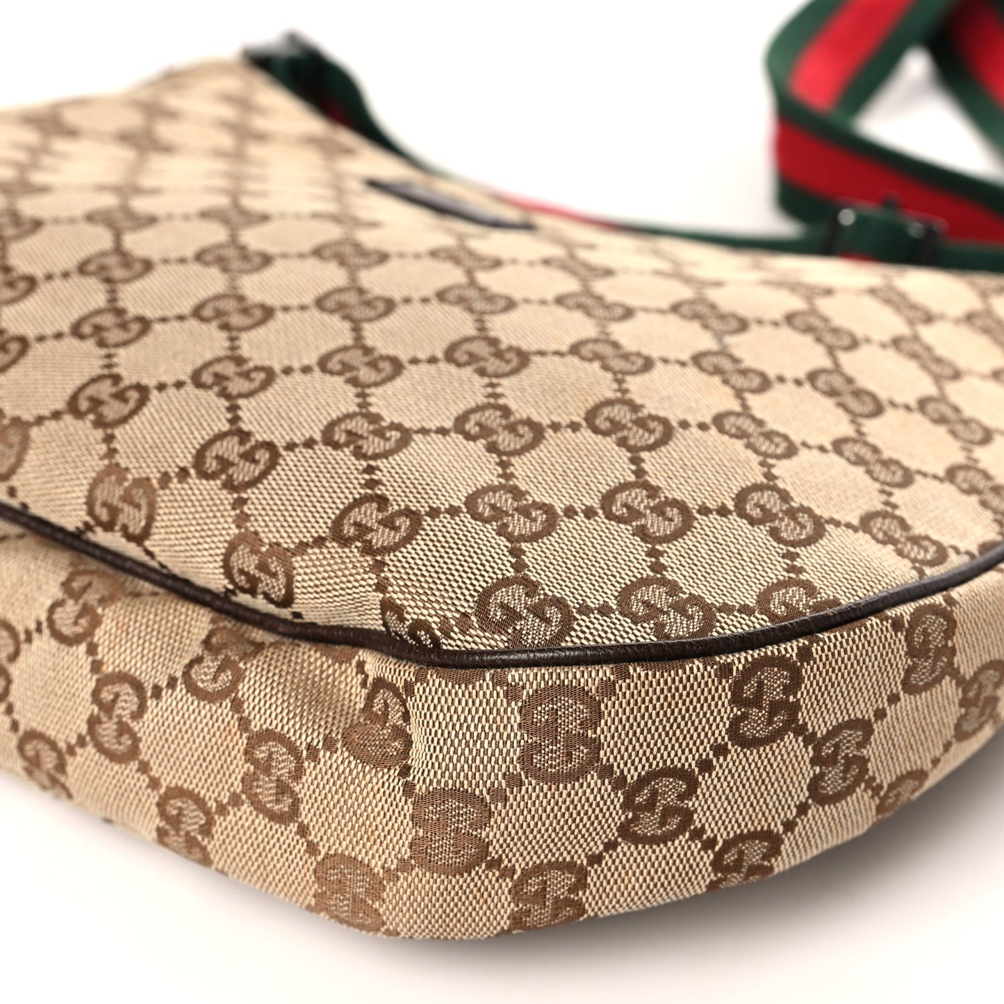 Monogram Web Medium Half Moon Hobo Dark Brown