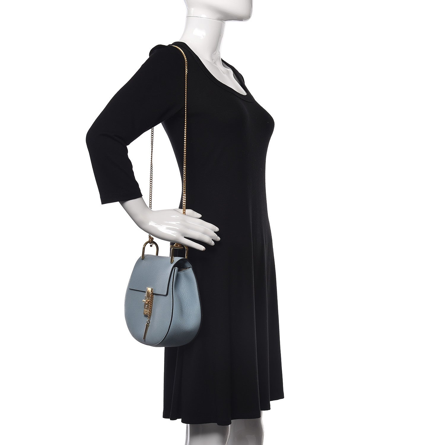 Chloe Grained Lambskin Drew Shoulder Bag Fresh Blue 2 of 9