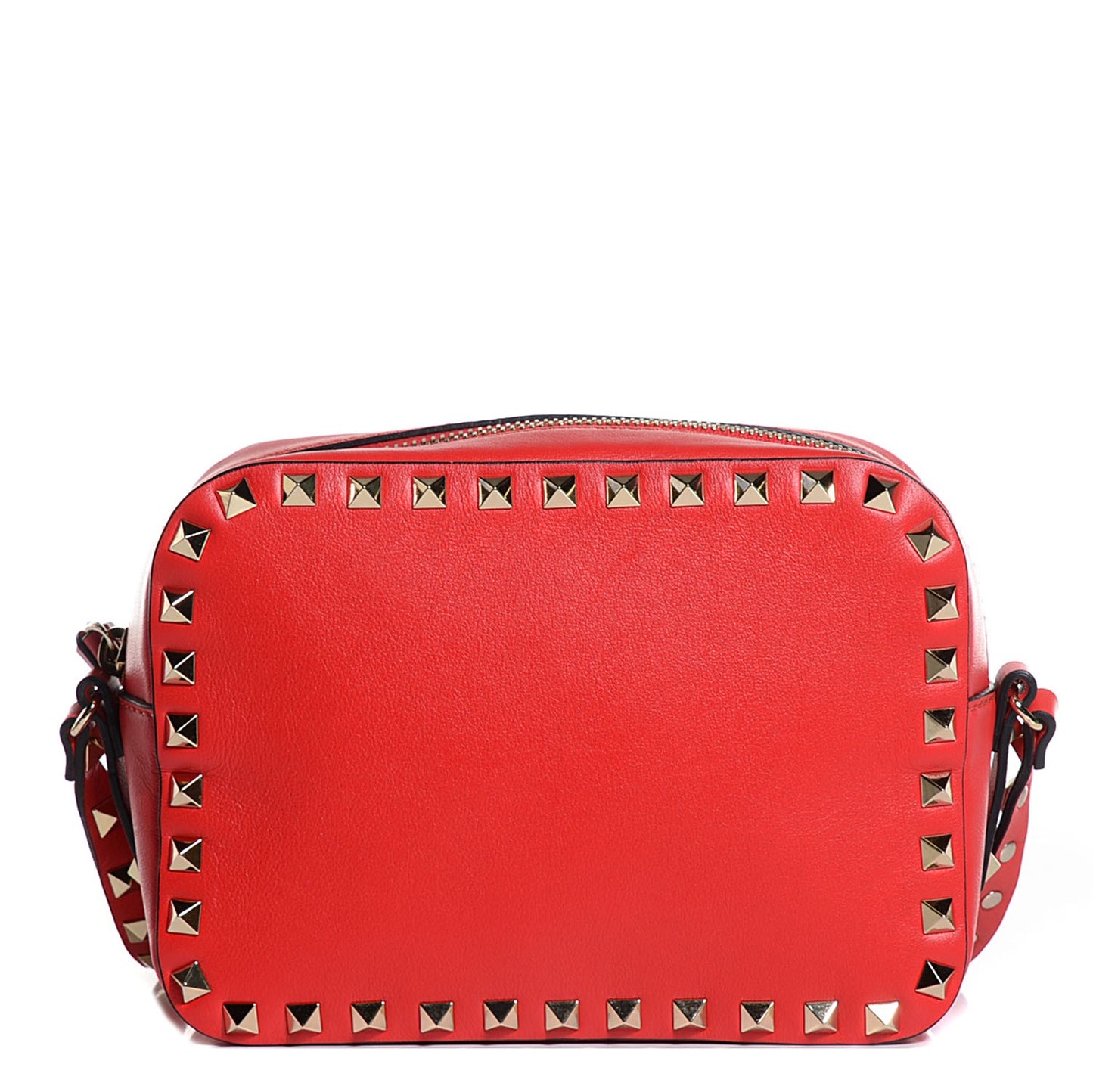 Calfskin Mini Rockstud Camera Crossbody Bag English Red