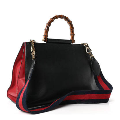 Gucci Nappa Bamboo Web Medium Nymphaea Top Handle Bag Black 3 of 10