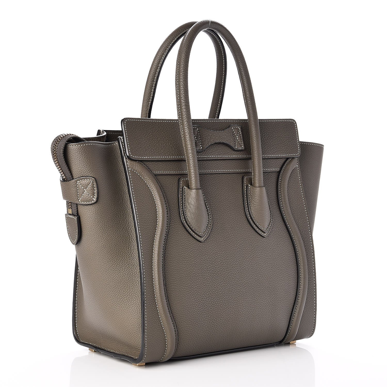 Celine Drummed Calfskin Micro Luggage Souris 3 of 7