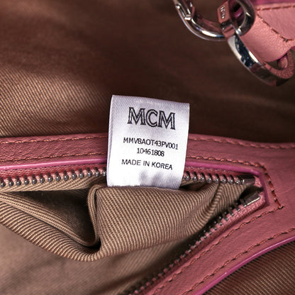 MCM Calfskin Ottomar Monogram Duffle Bag Pink 9 of 24