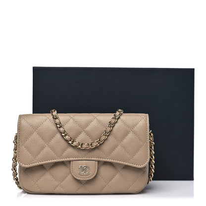 Chanel Caviar Quilted Flap Phone Holder With Chain Beige 12 of 12