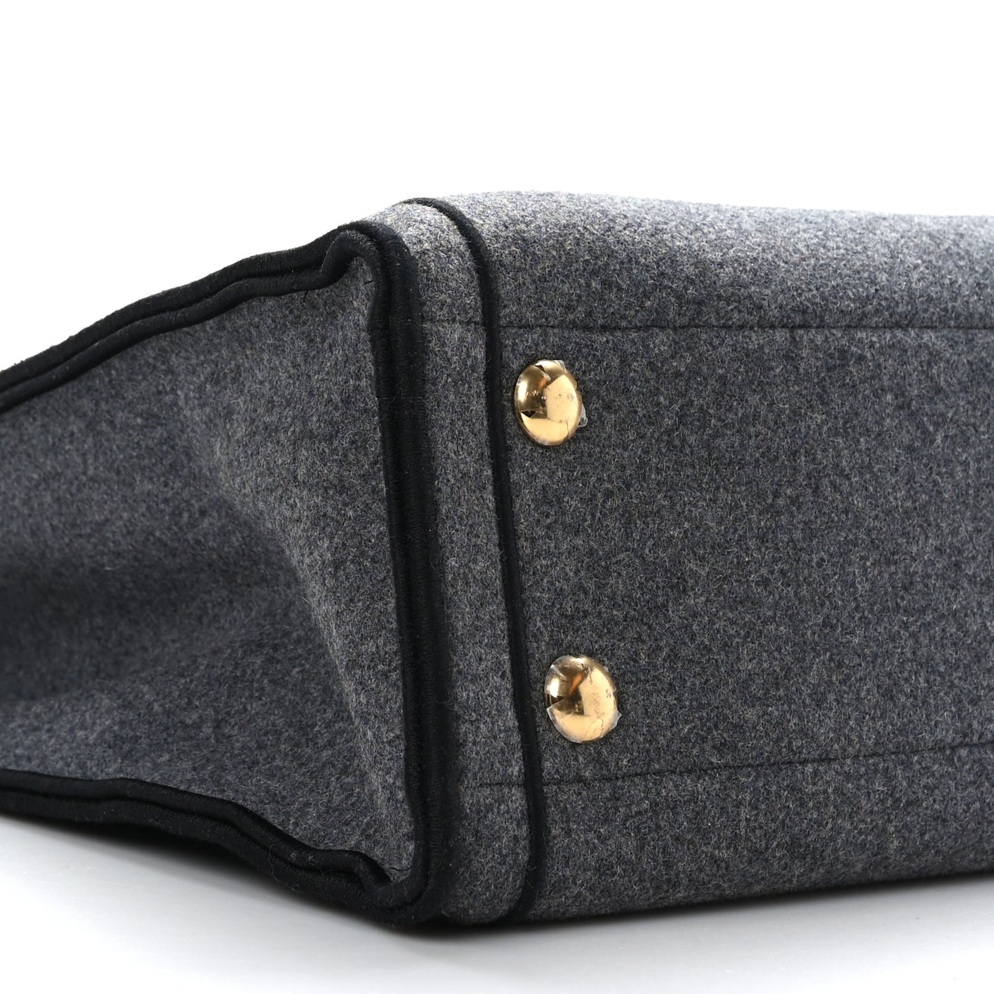 Melange Flannel Satin Logo Embroidered Threaded Edge Shopping Tote Grigio Black