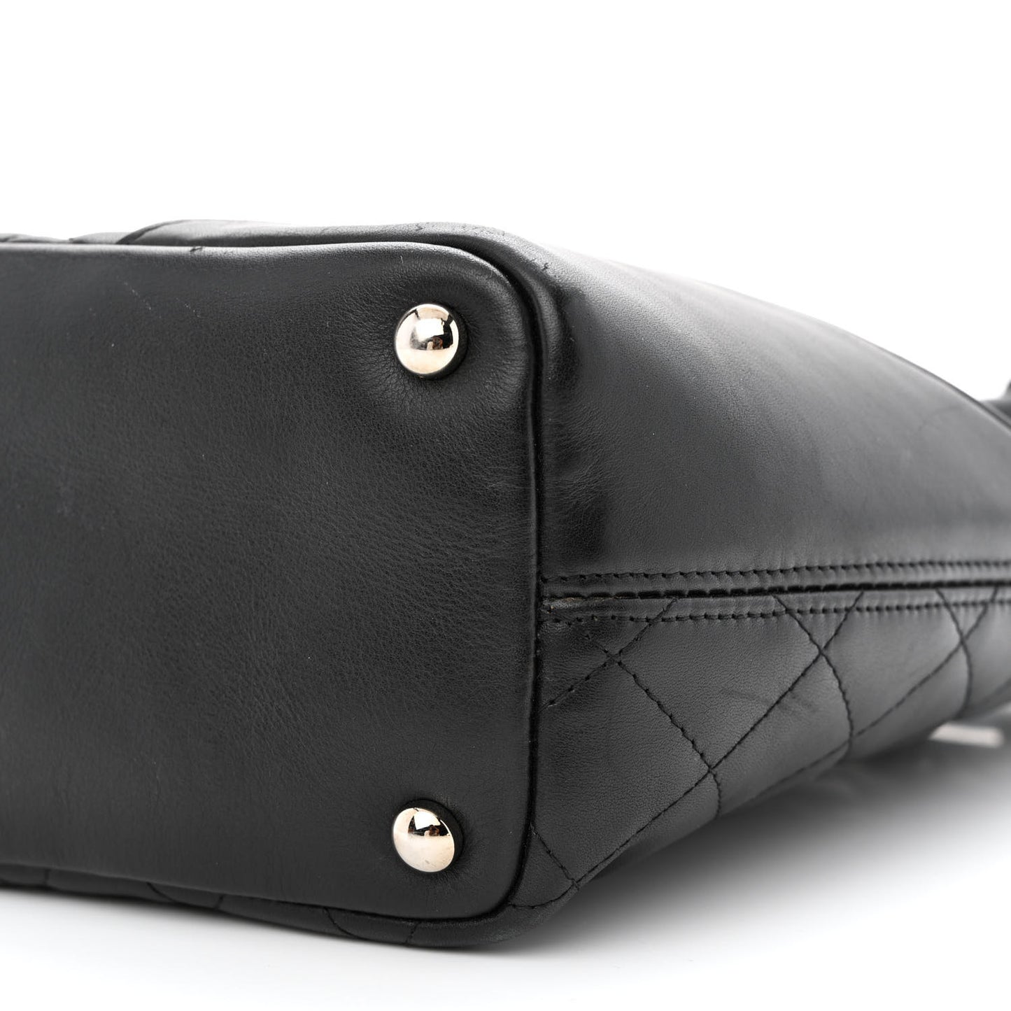 Calfskin Quilted Small Cambon Tote Black White