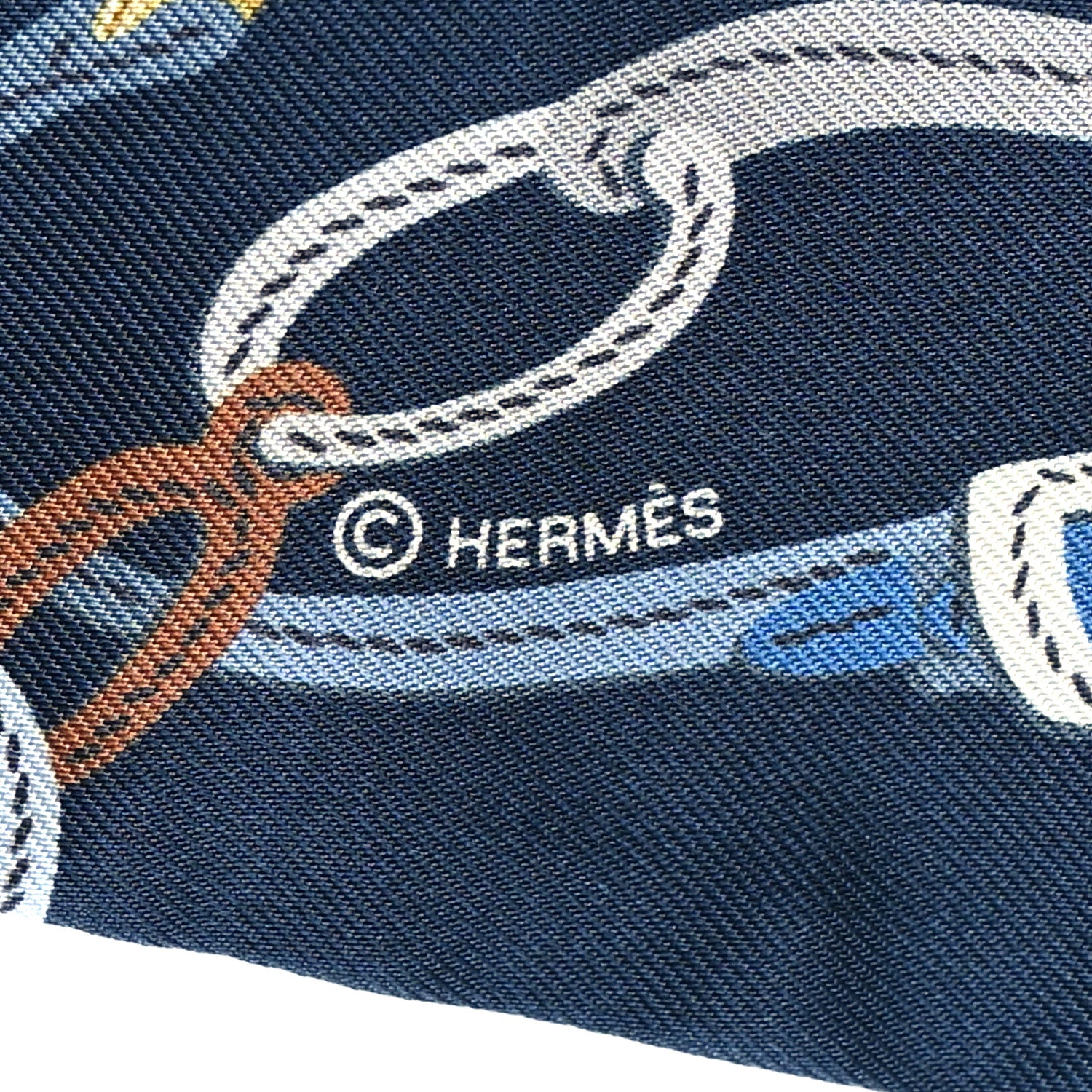 Hermes Silk Brides de Gala Twilly Marine Beige Dore 4 of 4