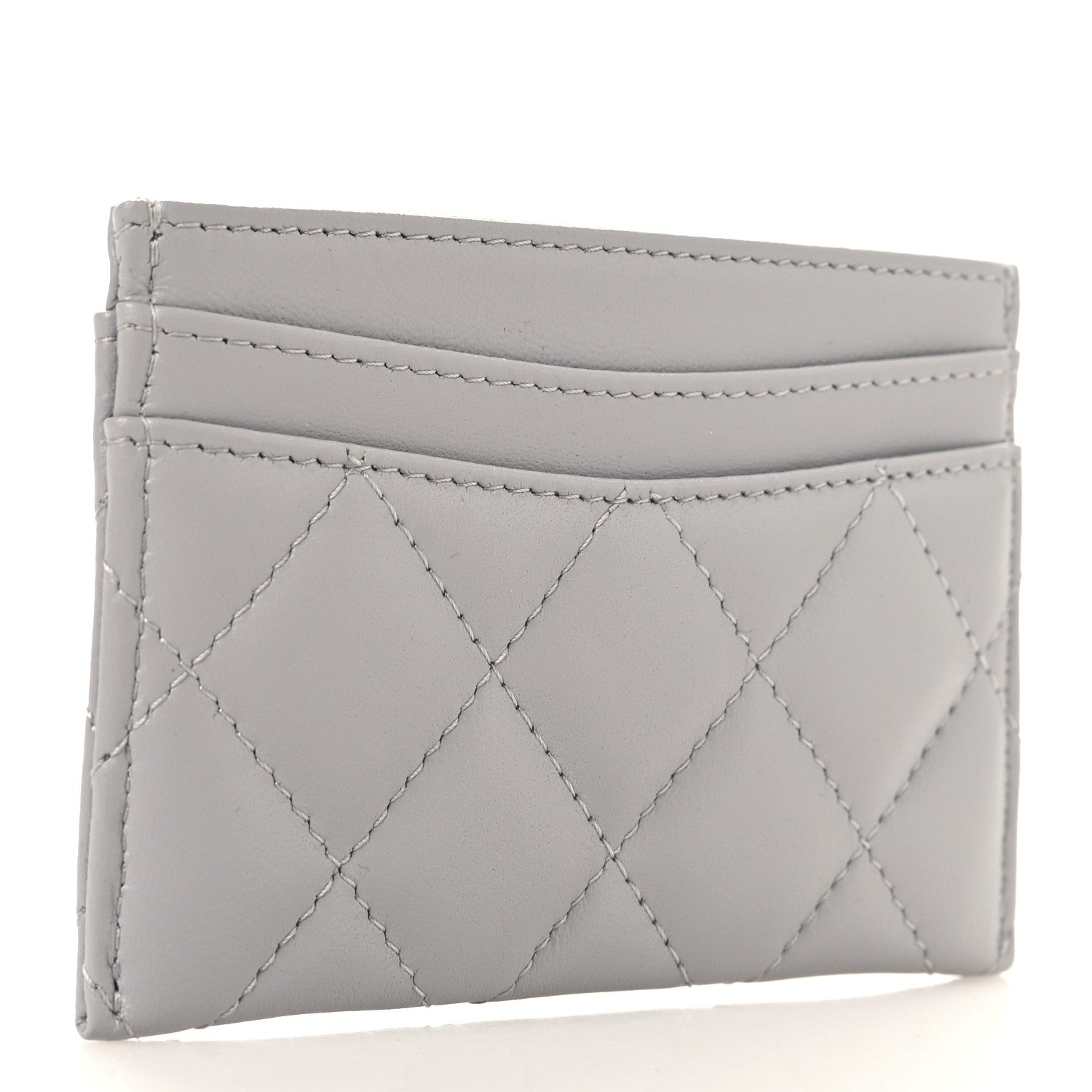 Chanel Lambskin Quilted Card Holder Grey 3 of 8