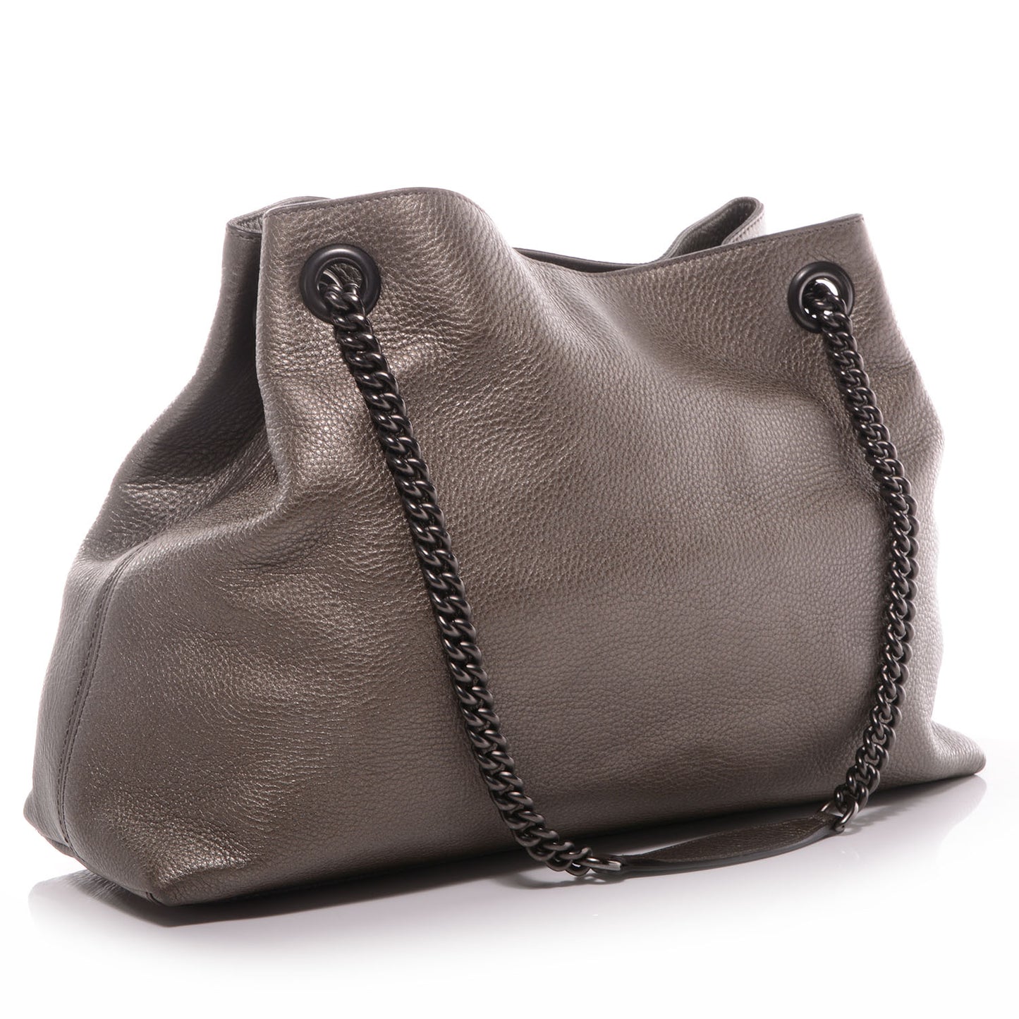 Metallic Pebbled Calfskin Medium Soho Chain Shoulder Bag Sasso