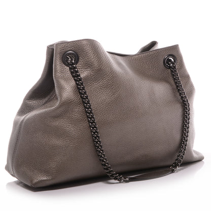 Gucci Metallic Pebbled Calfskin Medium Soho Chain Shoulder Bag Sasso 3 of 7