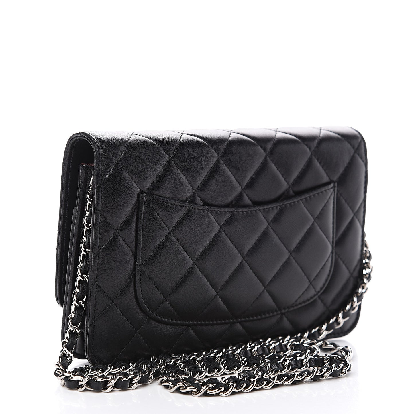 Lambskin Quilted Wallet On Chain WOC Black