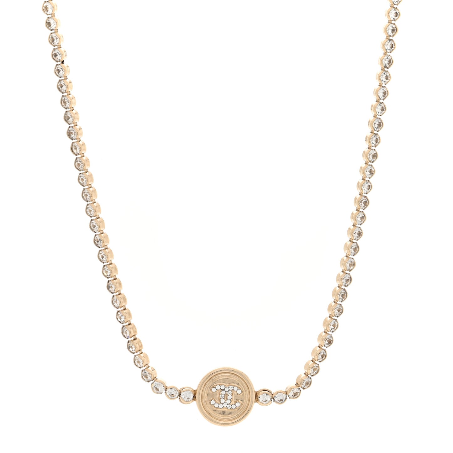 Crystal CC Chain Short Necklace Gold