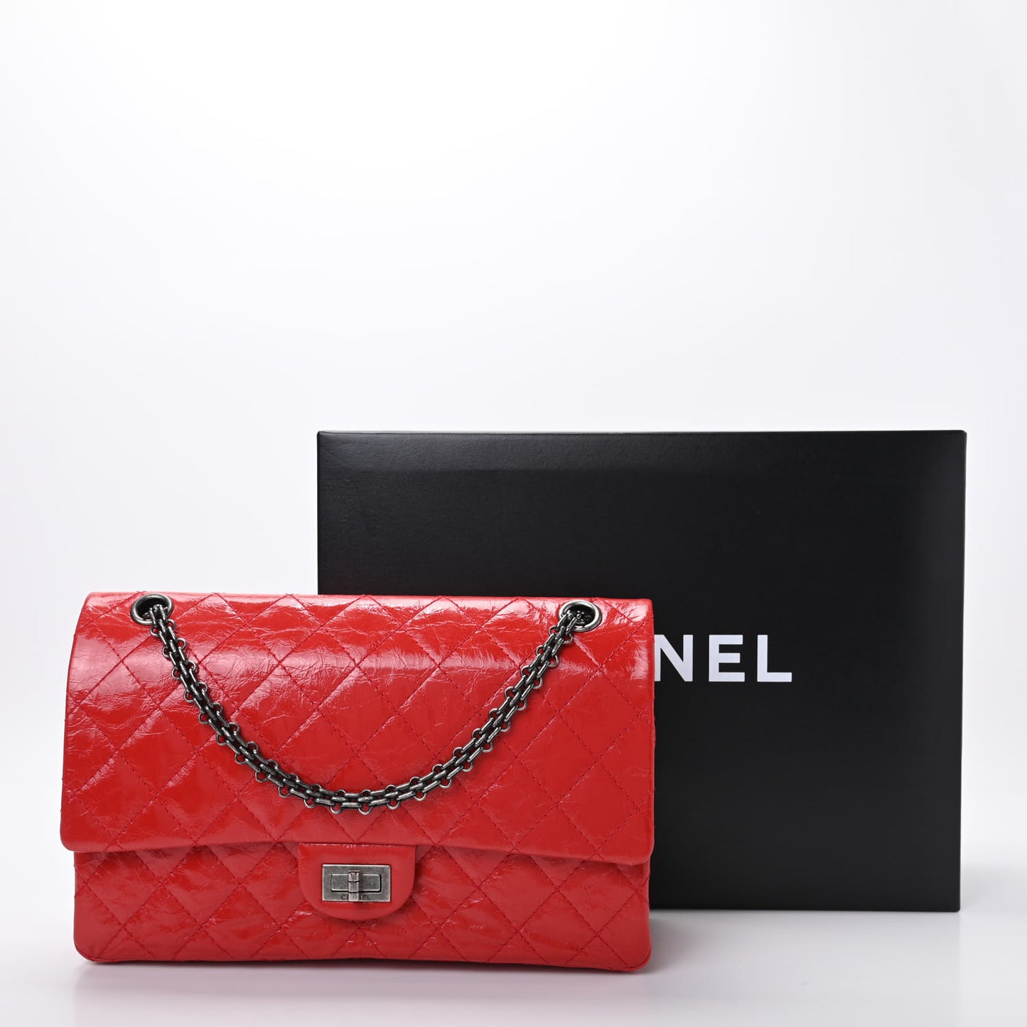 Aged Glazed Calfskin Quilted 2.55 Reissue 226 Flap Red