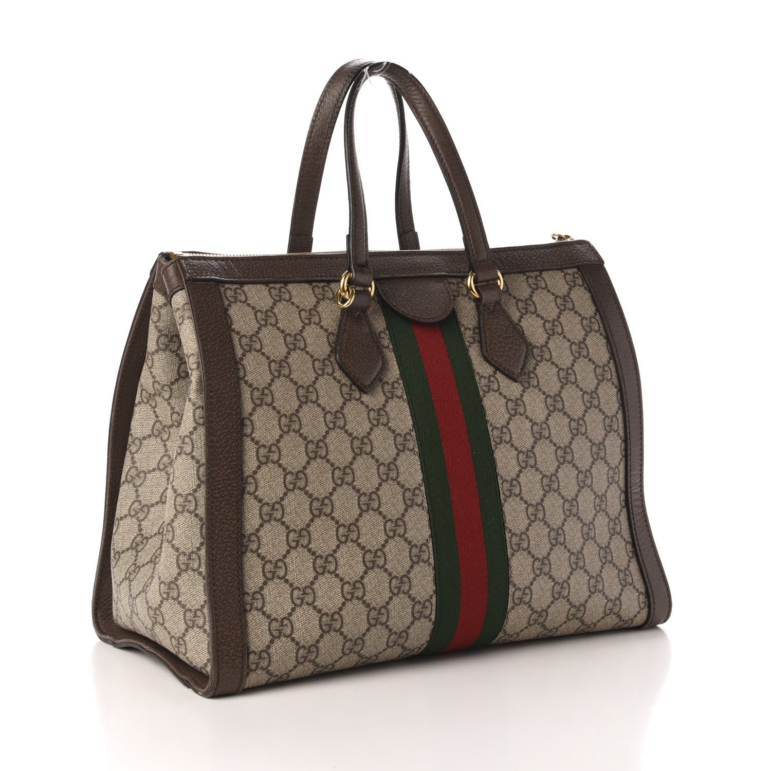 Gucci GG Supreme Monogram Web Medium Ophidia Tote Bag Brown 3 of 17