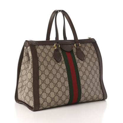 Gucci GG Supreme Monogram Web Medium Ophidia Tote Bag Brown 3 of 17