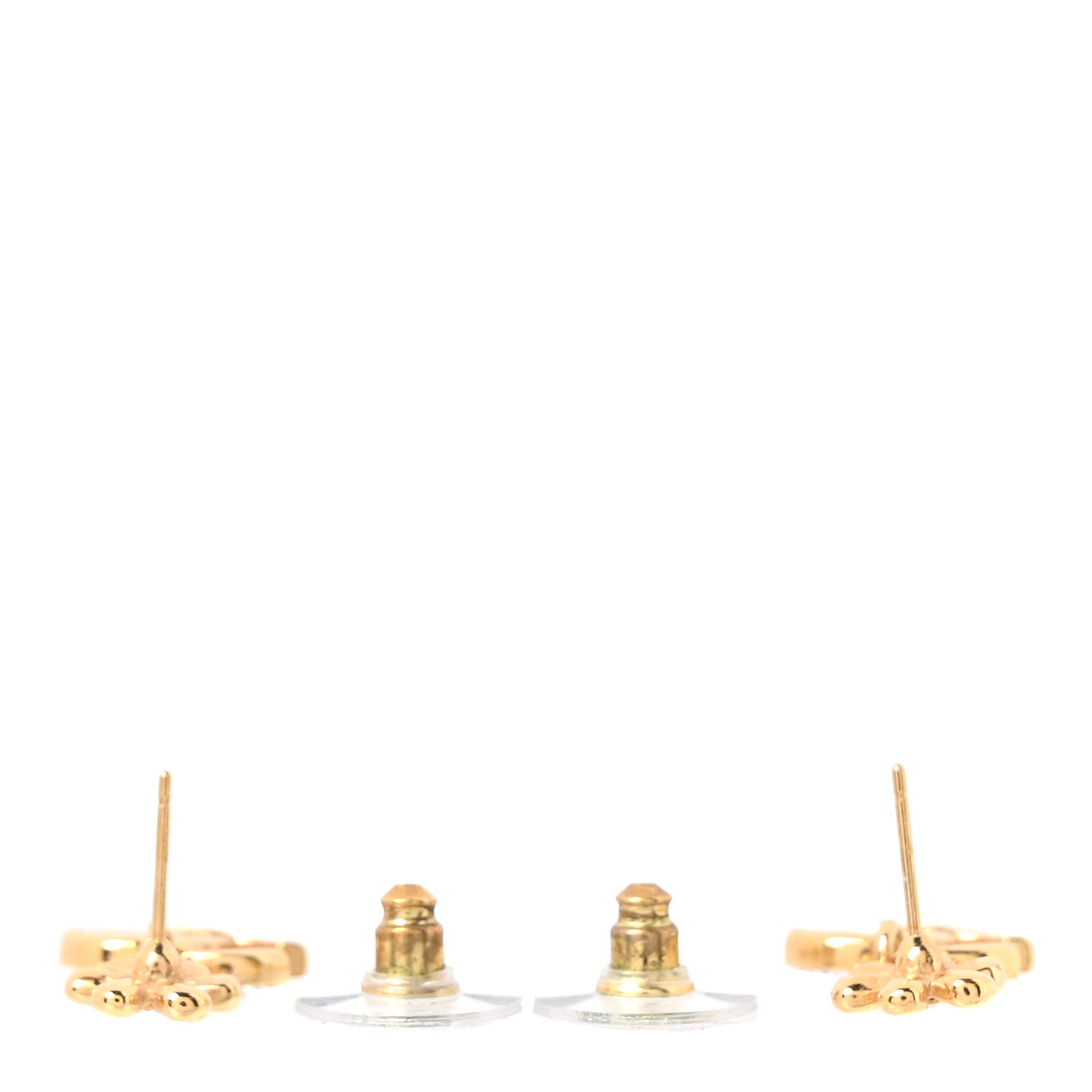Chanel Crystal CC Flower Drop Earrings Gold 3 of 5