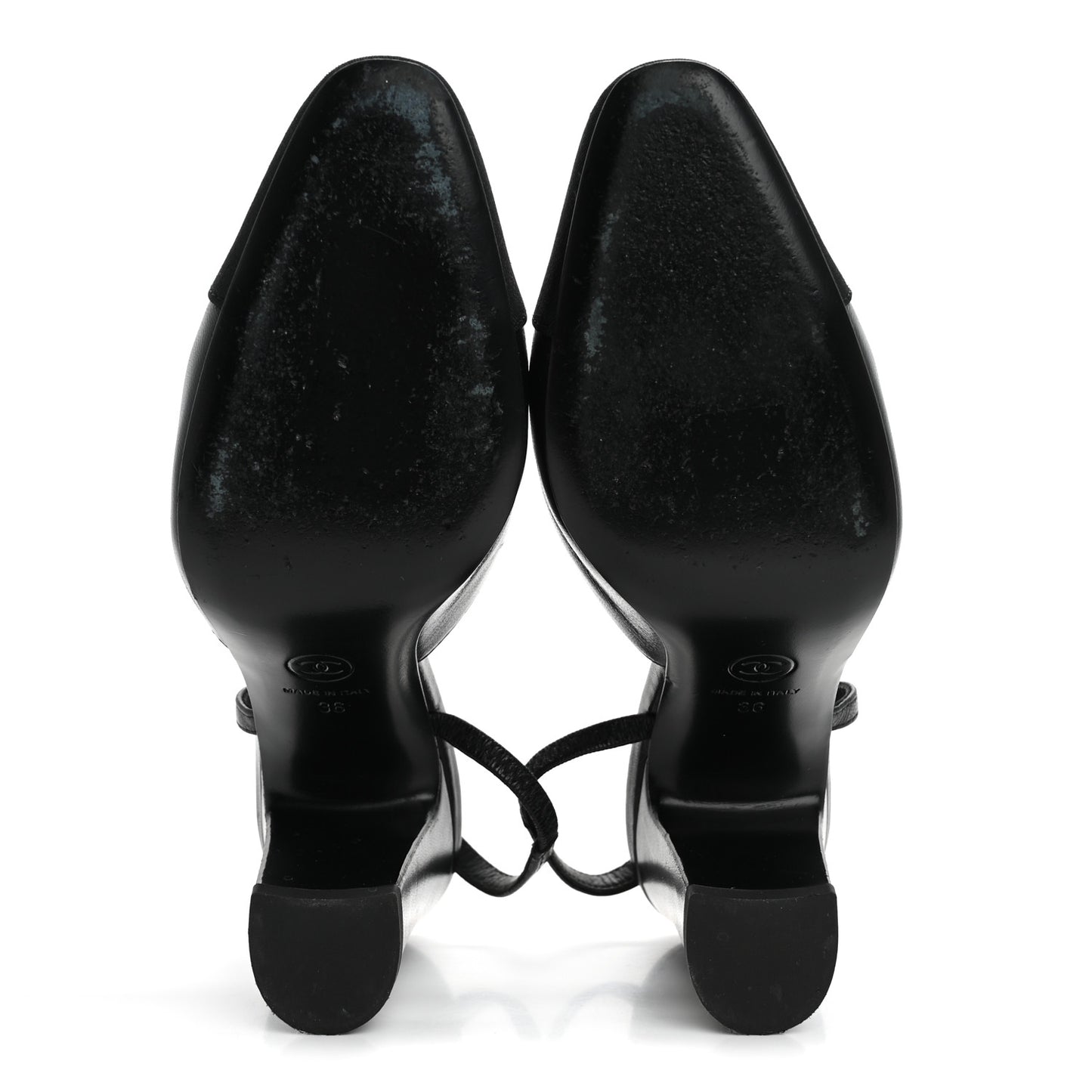 Lambskin Grosgrain Cap Toe CC Slingback Pumps 36 Black