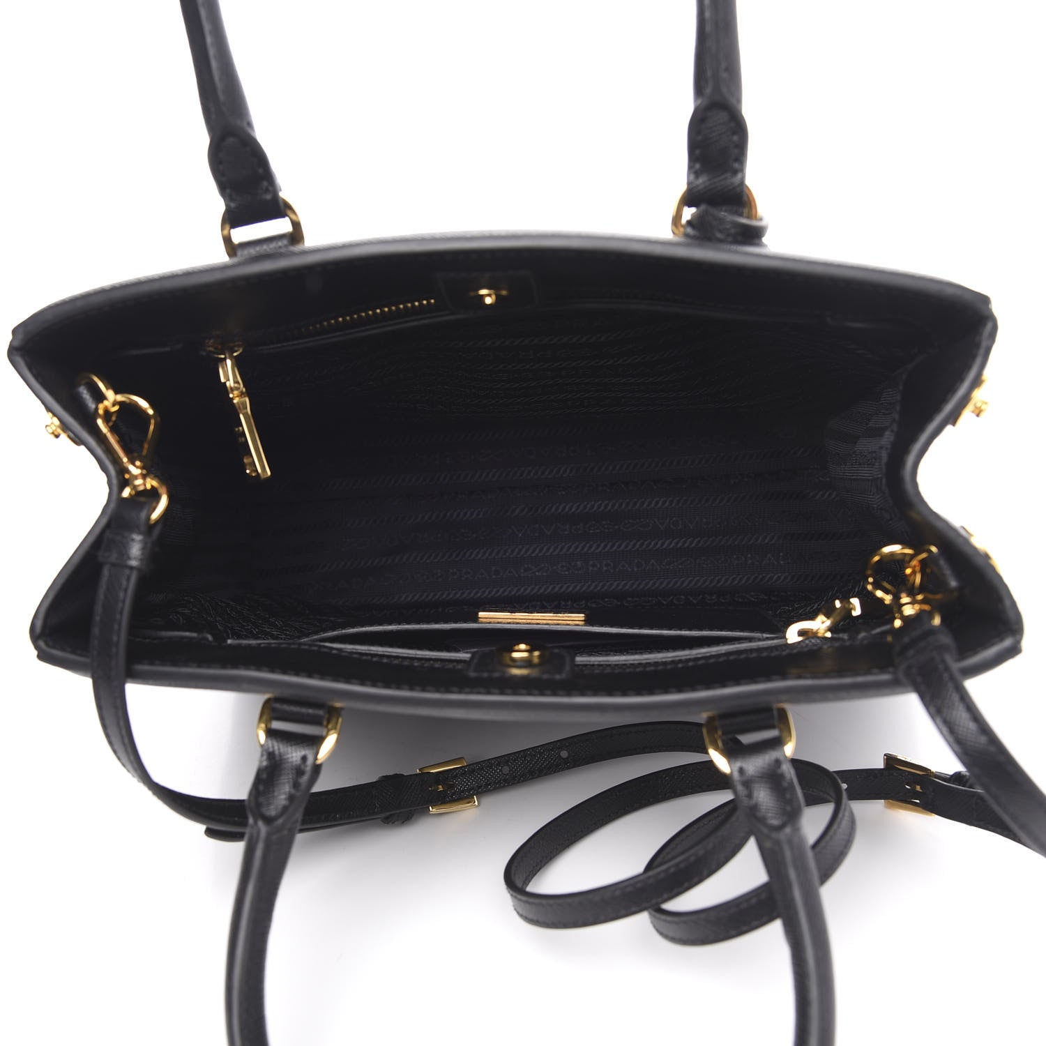 Prada Saffiano Lux Small Parabole Tote Black 5 of 9