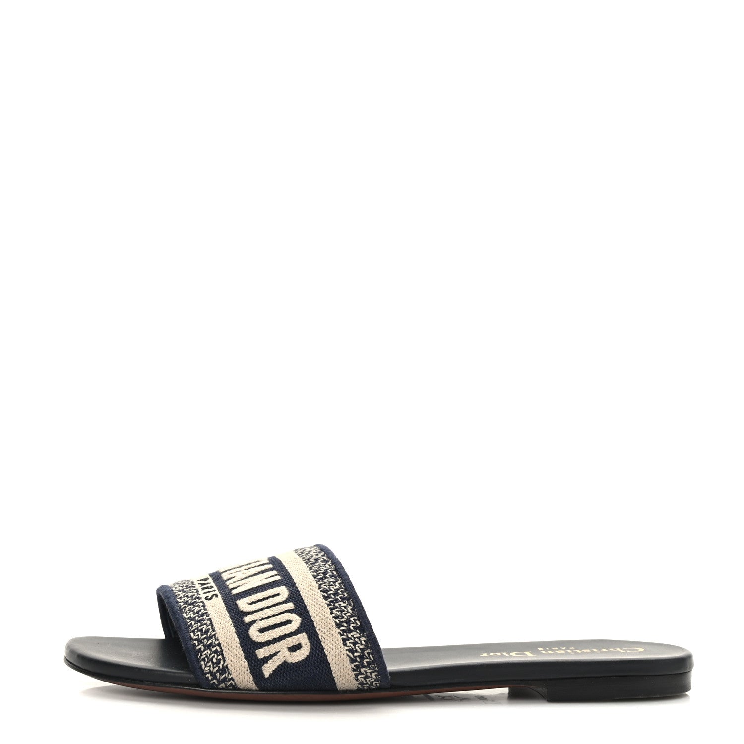 Christian Dior Canvas Embroidered Dway Mules Slide Sandals 36 Deep Blue 1 of 8