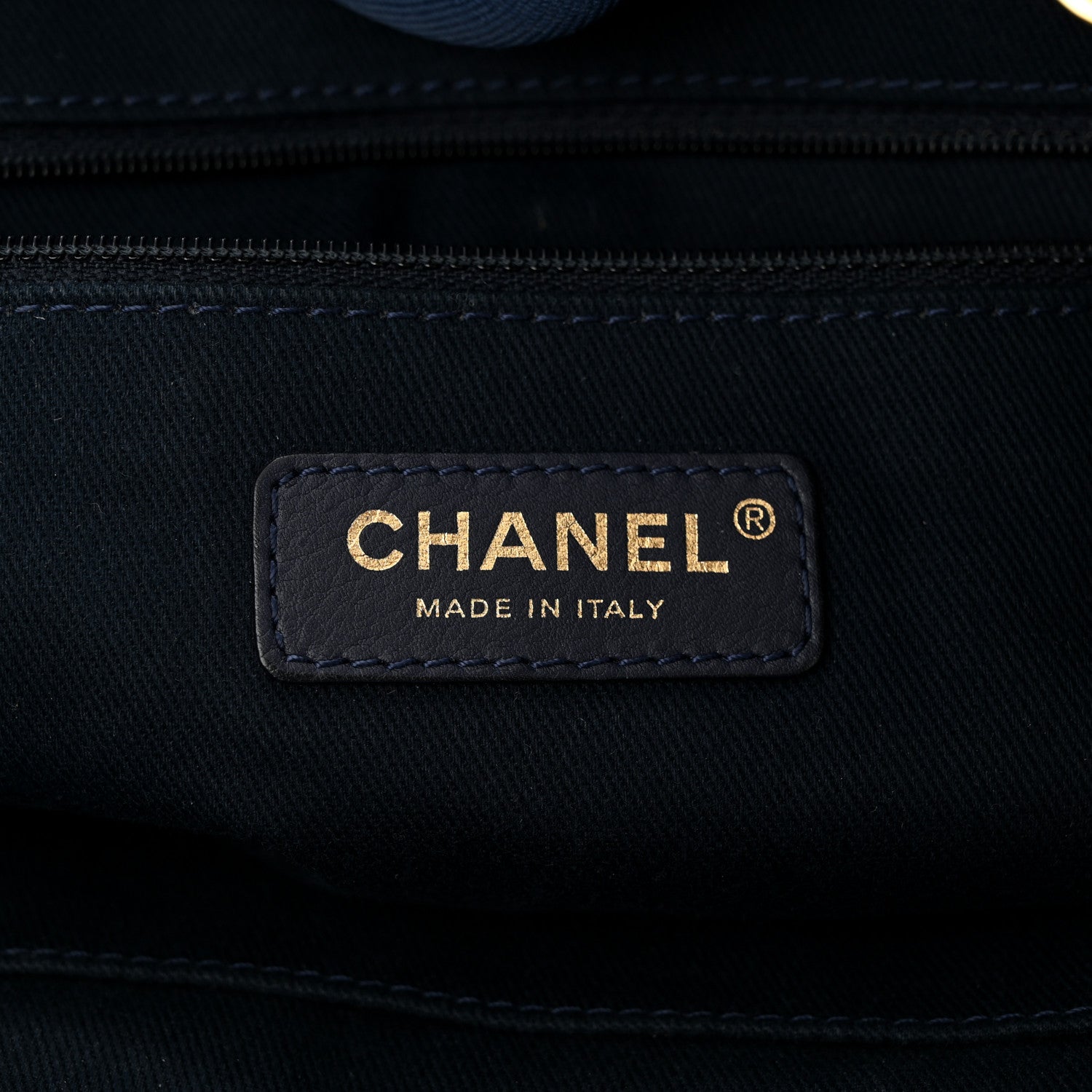 Chanel Woven Straw Raffia Small Deauville Tote Blue 6 of 15