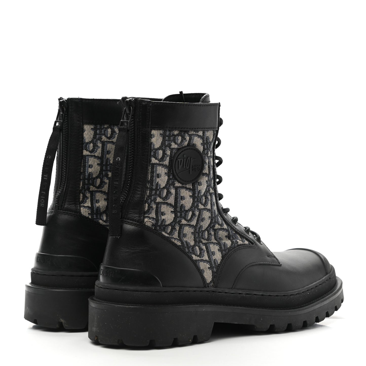 Calfskin Oblique Mens Explorer Ankle Boots 41 Black Blue