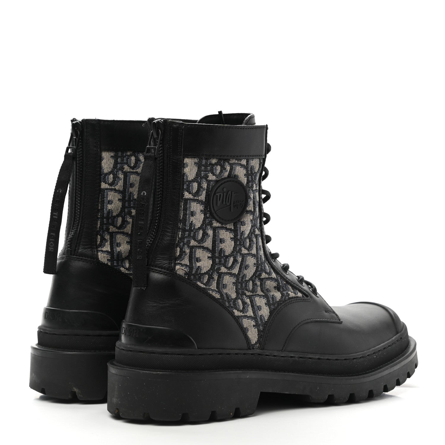 Christian Dior Calfskin Oblique Mens Explorer Ankle Boots 41 Black Blue 4 of 12